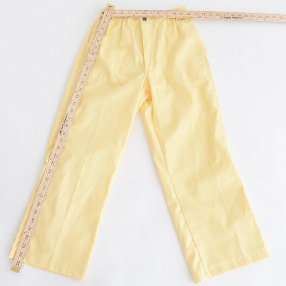 Vintage 80s  Court Club Yellow Elastic Waist Capri Pants with Piping Detail S - Picture 4 of 13